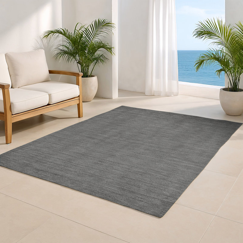 Solid Gray Indoor and Outdoor Area Rug, Rectangle 4' x 6'