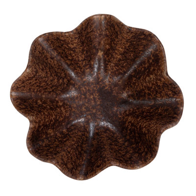 Arboles Round Stoneware Ruffled Bowl With Reactive Glaze