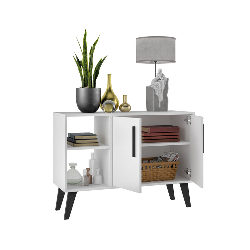 Buffet blanc 35 po à 4 tablettes Mid-Century Amsterdam