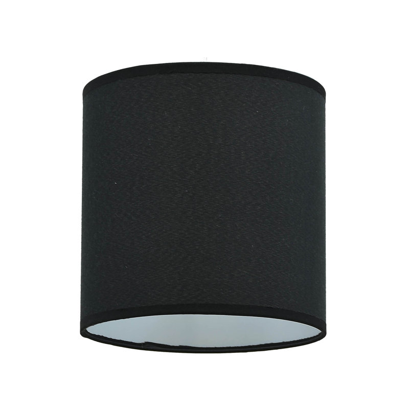 Black Tetoron Rayon Fabric Drum Lamp Shade, 8-inch