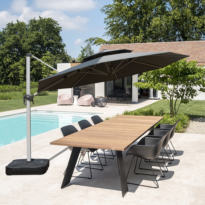 Dermont 127.95'' Cantilever Umbrella, Grey