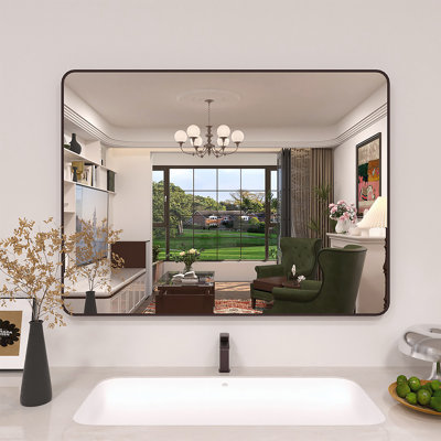 Lucha Oil Rubbed Bronze Framed Wall Mounted Bathroom Vanity Mirror with Tempered Glass