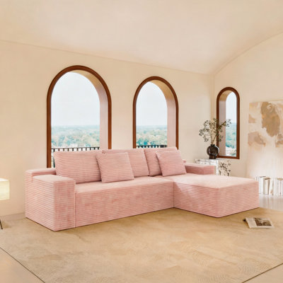 104.3*68.9"Modular Sectional Sofa Seat,Upholstered Compressed Couch,2Pc Free Combination,Plush Corduroy Fabric