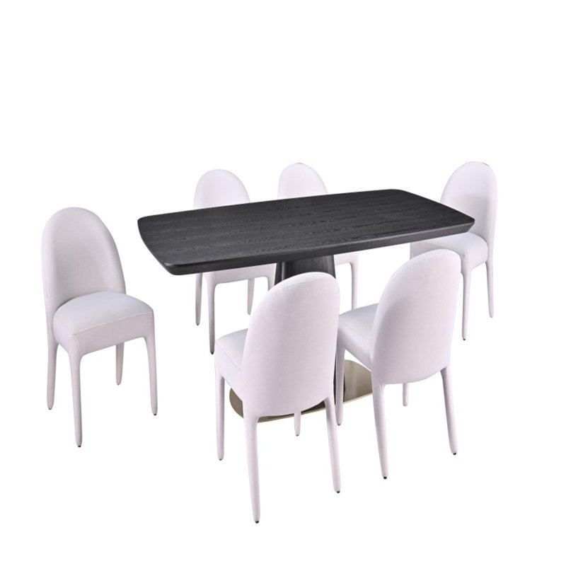 Ryaan Dining Set, Black/Beige, 7