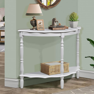 Console en forme de demi-lune de 42 po avec plateau et pieds ouverts