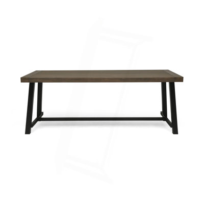 Outdoor Acacia Wood Dining Table,Grey/Rustic Metal