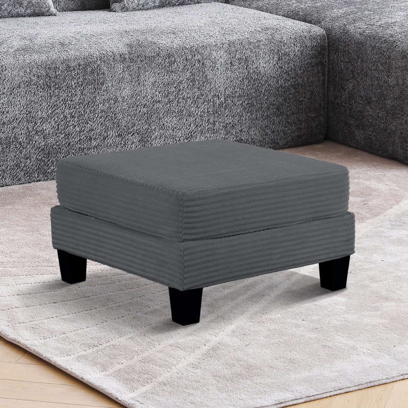 Repose-pieds carré avec rangement 31 po, Velours côtelé gris