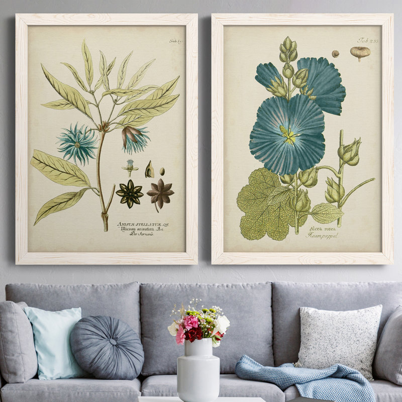 Eloquent Botanical III - Ensemble de 2 peintures encadrées, Toile blanche encadrée, H 43,5 po x l 31,5 po x P 1 po