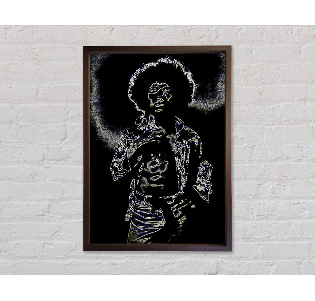 Jimi Hendrix Black - Einzelner Bilderrahmen Kunstdrucke auf Leinwand