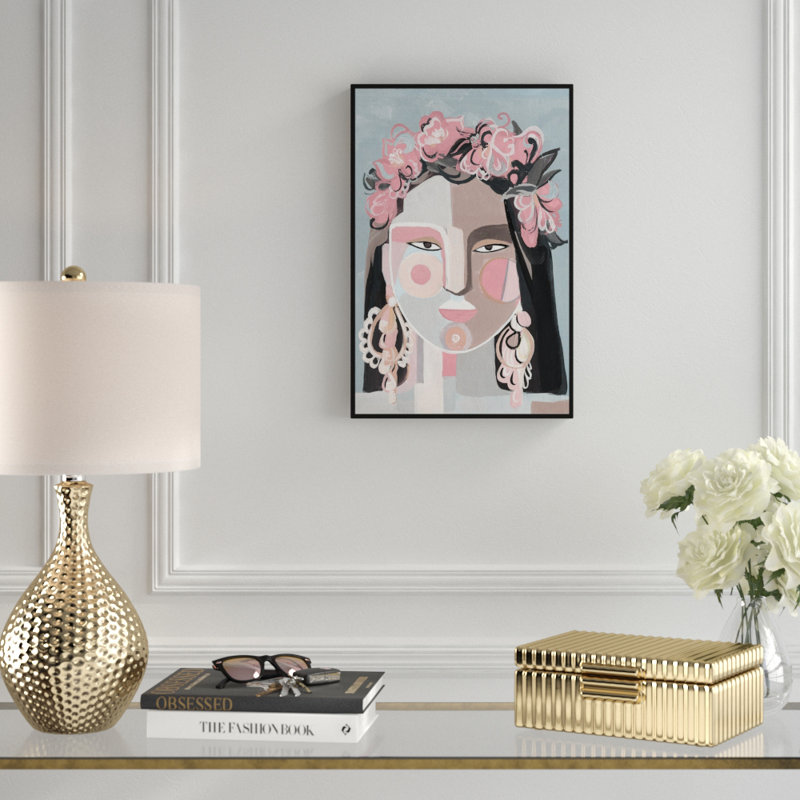 « floral abstract », reproduction de peinture à l’acrylique sur toile encadrée, H 18 po x l 12 po x P 1,5 po
