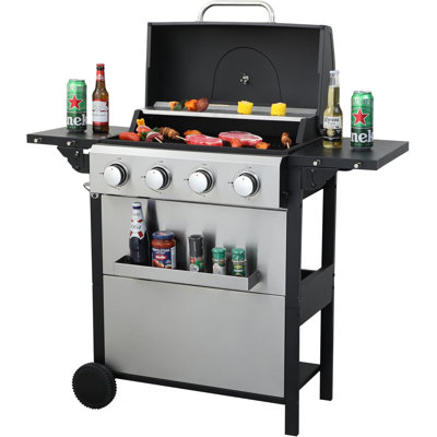 4-burner Propane Gas Grill, Easy-clean Grease Management