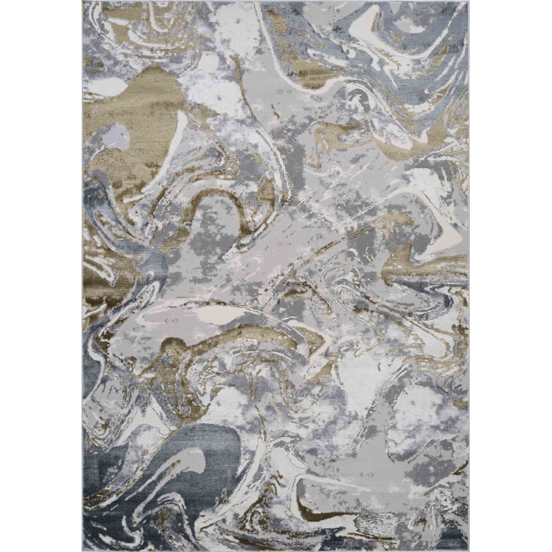 Ayten Solarius Modern Living Room Rug - Abstract Area Rugs Gold, Rectangle 200cm x 290cm