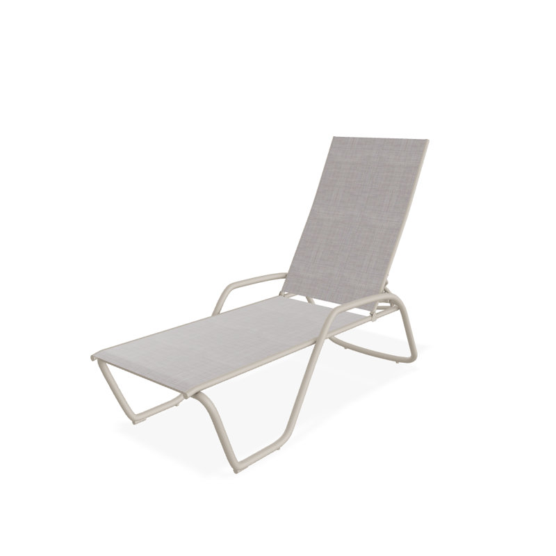Outdoor Rust-Resistant Metal Chaise Lounge, Textured Desert, Sand Dollar