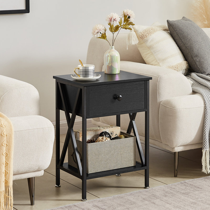 Schreffler End Table with Storage, Black