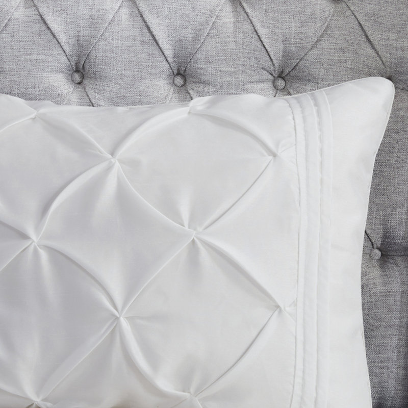 Elegant 7-piece Premium Polyester Bedding Set, Pleated Tufted Design For Modern Comfort
