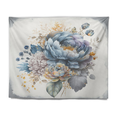 Cool Tone Blooming Bouquet II Polyester Tapestry