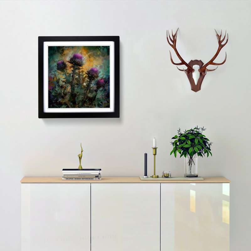 Thistle Post-Impressionism - Framed Print, Black
