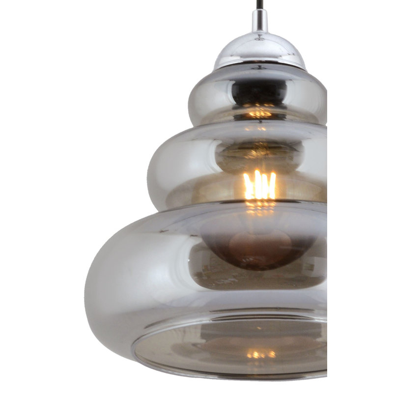 Lustre élégant, corps en plastique, plaque de base 9,8 x 2,8 pouces, capuchon en verre 25,0 x 9,4 pouces | Douille E27, 40 W maximum, hauteur réglable 12,2 - 23,6 pouces | Éclairage élégant pour le salon et la salle à manger, indice de protection IP20