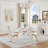 63'' Faux Marble Rectangular Dining Table Set For 4–6 With PU Leather Chairs And O-Shaped Base-2054350240-2054350242