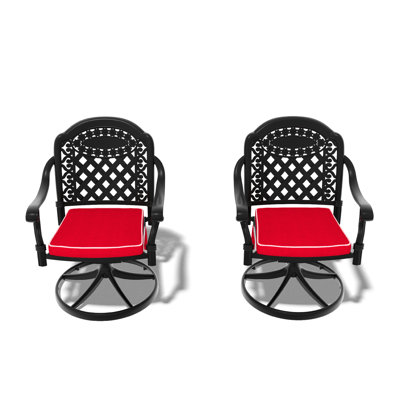 Chaise pivotante d'extérieur en aluminium coulé, structure noire, coussins de couleur aléatoire pour Happy Time, 2 pièces, patio de 2 avec structure et jardin