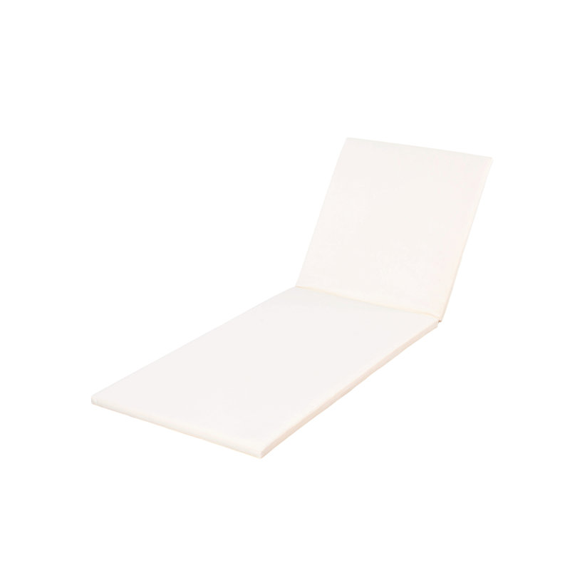 2" Thick Chaise Lounge Cushion - Waterproof Foldable 2-Section Design-For Poolside, Patio & Garden, Cream