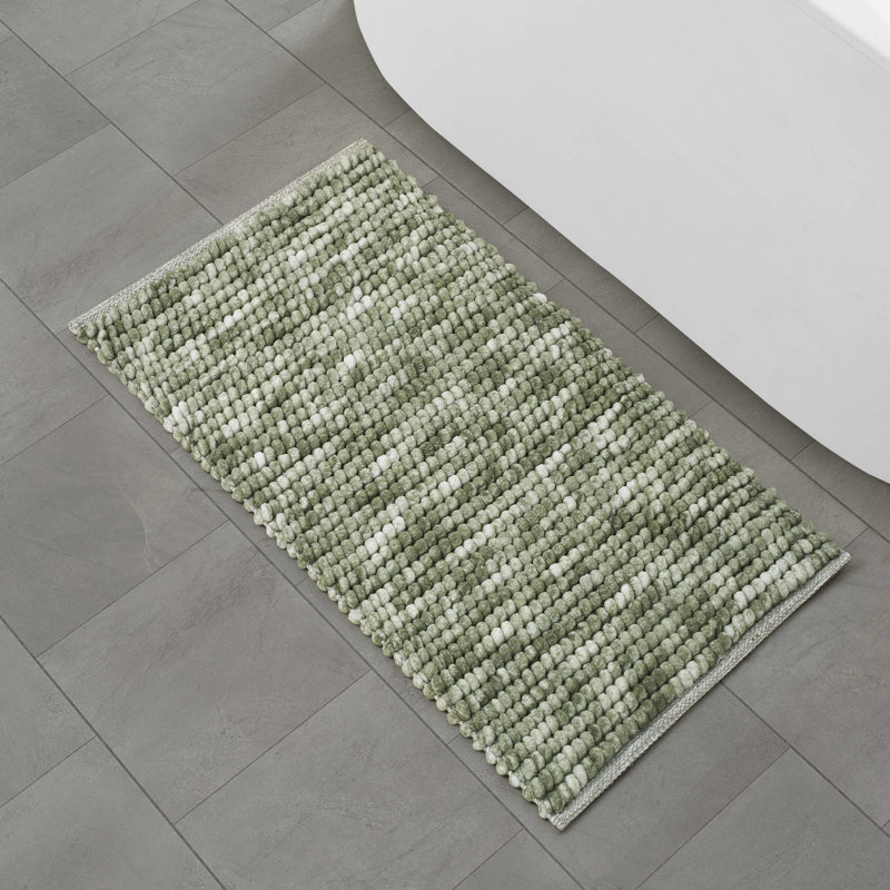 French Connection Space Dye Chunky Chenille Bath Rugs, 32" L x 20" W, Green