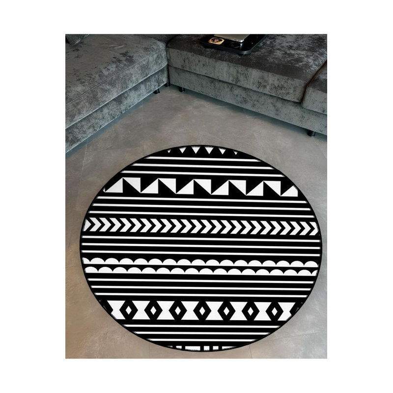 Tapis rond lavable à la machine, Sous-tapis rond 3 pi 11 po inclus