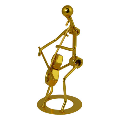 7" Gold Metal Cello Player Figurine