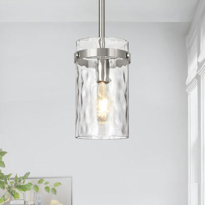  Levona 1 - Light 5.1" Wide Pendant with Hammered Glass for Kitchen Island