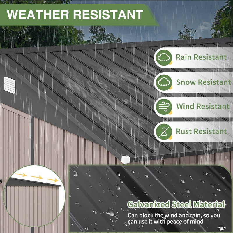 14 Ft. W X 12 Ft. D Outdoor Metal Storage Shed