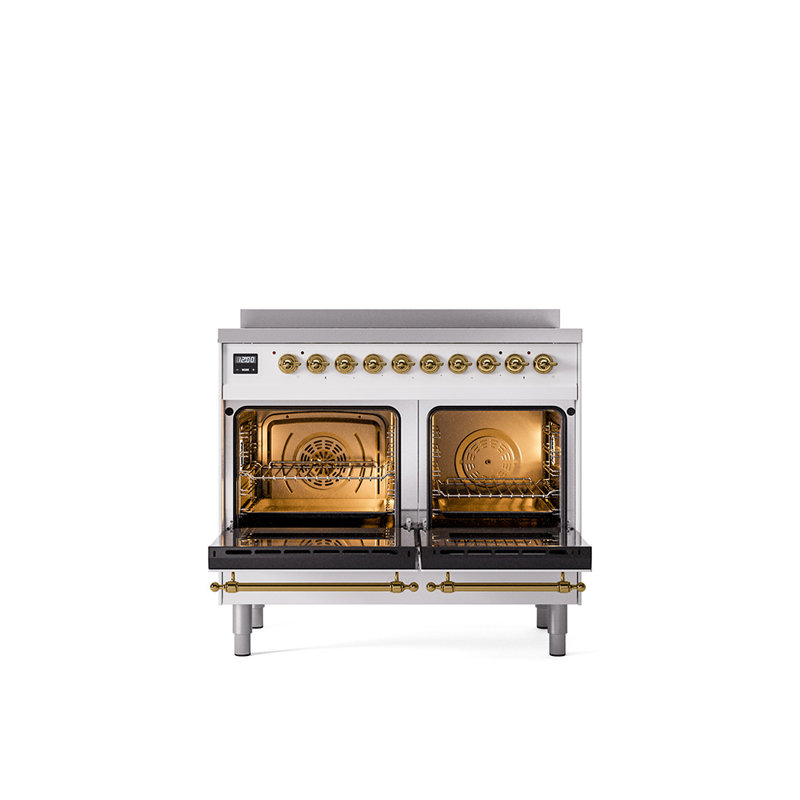 ILVE Nostalgie II 40 in Induction Range, White/Brass