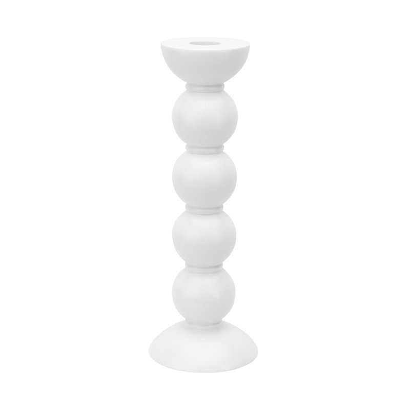 Bobbin Candlestick, 9.45" H x 1.97" W x 1.97" D, White