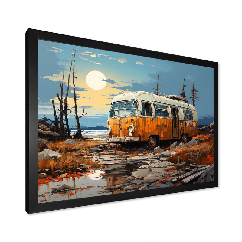 Minimalisme camping van voyage sur toile, H 24 po x l 32 po x P 1 po, Cadre simple noir