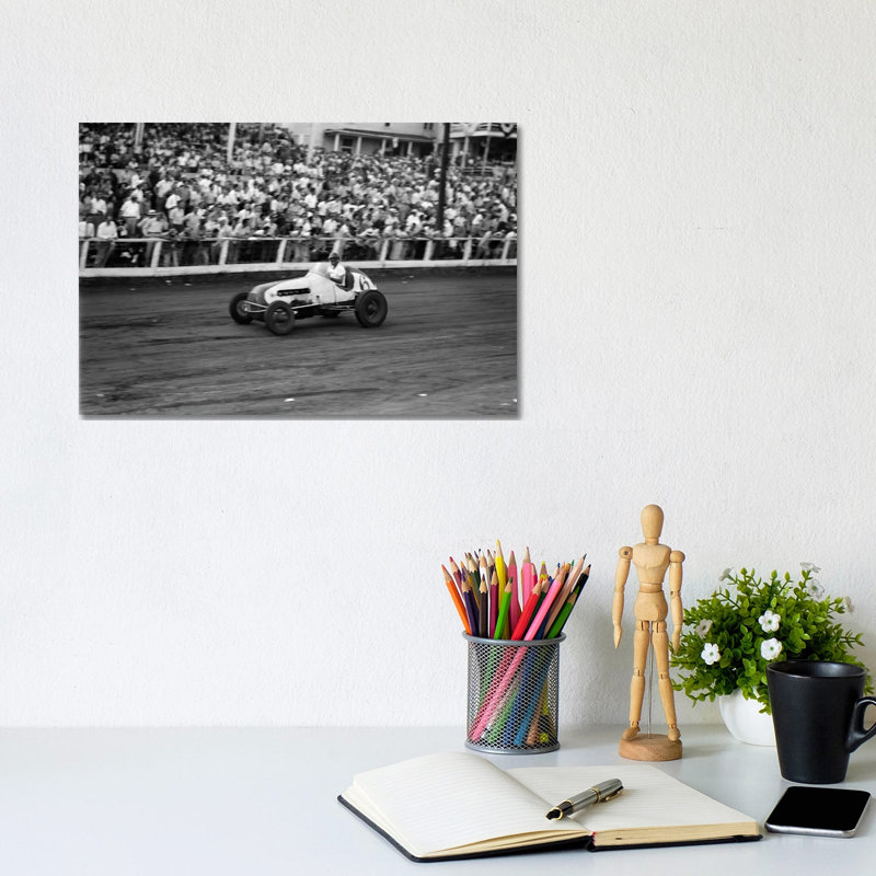 1930s-1940s Race Car Track And Crowd - Wrapped Canvas Print, 20.32 cm H x 30.48 cm W