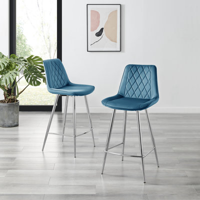 Tabouret de bar en velours Simsbury