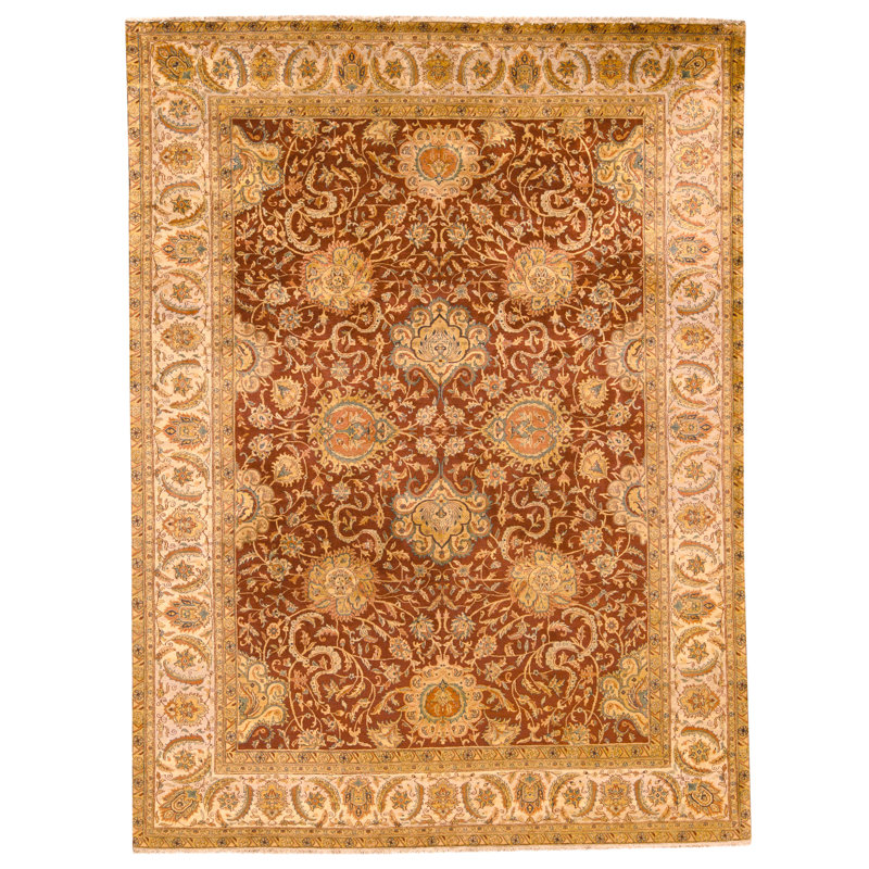 Tapis rouge et crème noué à la main de haute qualité