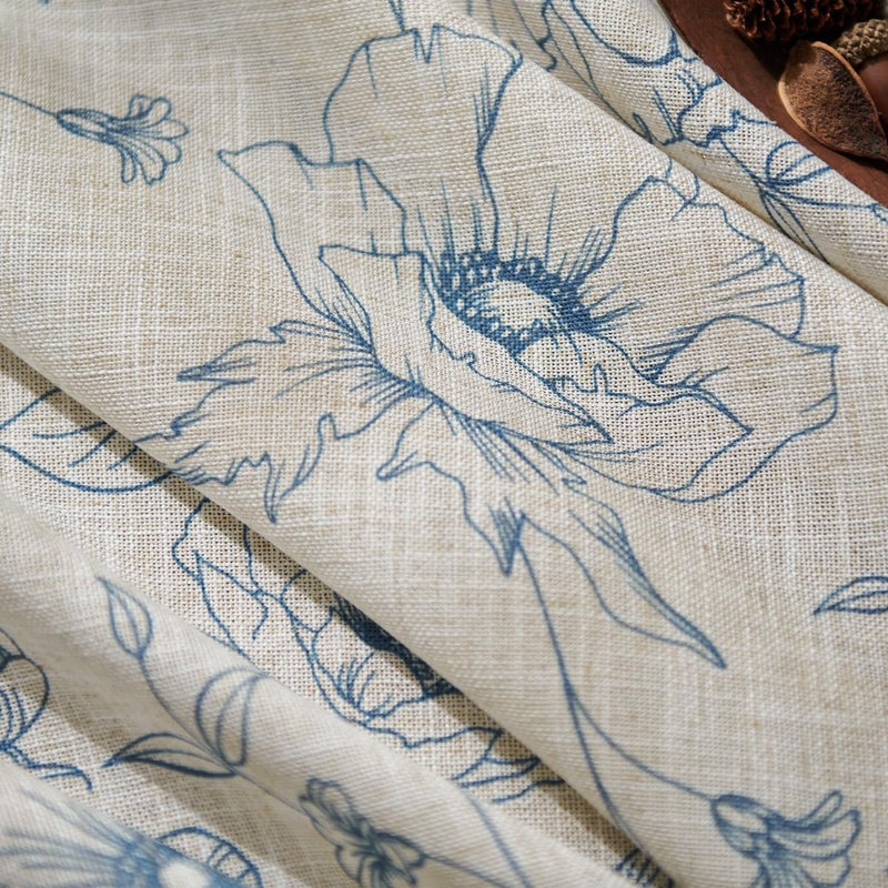 Linen Blend Room Darkenin Curtain Panel Pair, Blue, 127cm Width x 243.84cm Drop