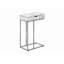 Table d'appoint, en forme de C, bout, côté, collation, tiroir de rangement, salon, chambre à coucher, métal gris, contemporain, moderne