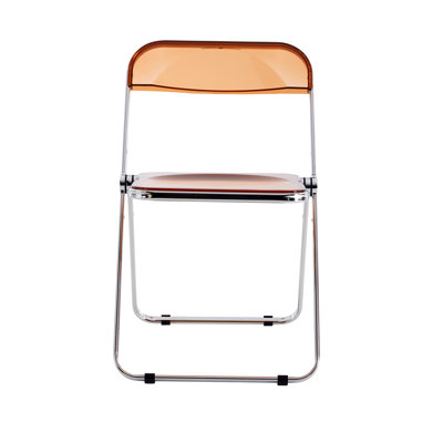 Chaise de salon pliante jaune, transparente, largeur 16,51 po, chaise en acier, style transparent transparent, profondeur 19,03 po, pour