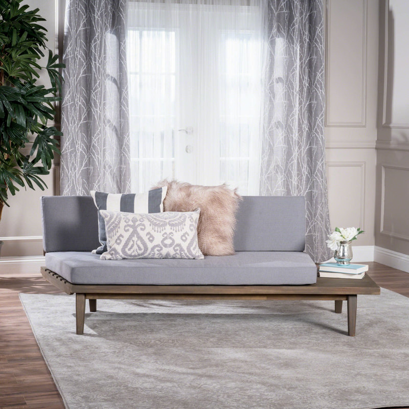 Canapé modulaire en bois avec coussins Bynum, Gris