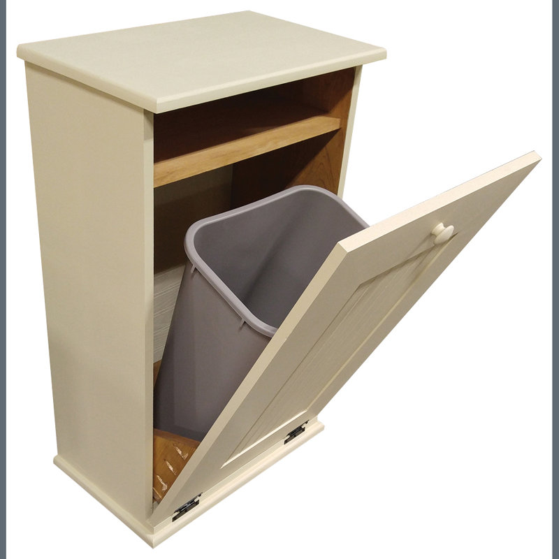 Solid Wood Tilt Out Trash Can - 10 Gallons, Cream