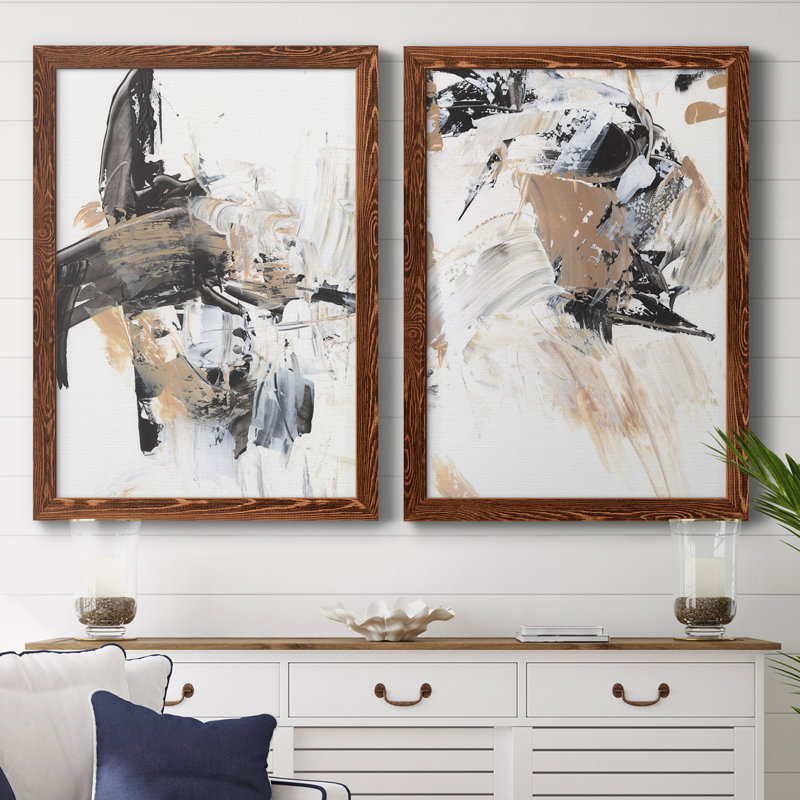 Ruckus I - Ensemble de 2 peintures sur toiles encadrées, Cadre en érable, H 37,5 po x l 55 po x P 1,5 po