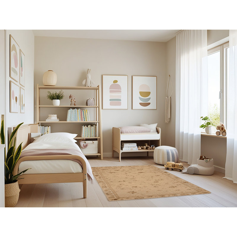 Tapis brun français lavable à la machine, Rectangulaire 3 pi x 5 pi