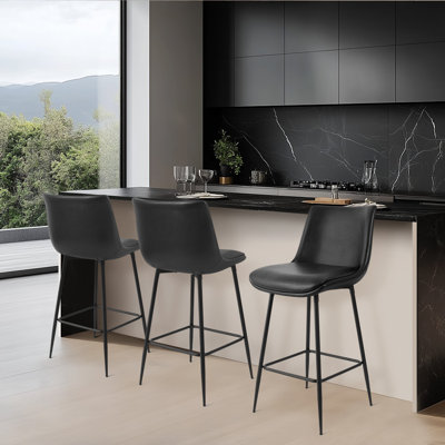 Ensemble de 3 tabourets de bar et de comptoir revêtus de similicuir