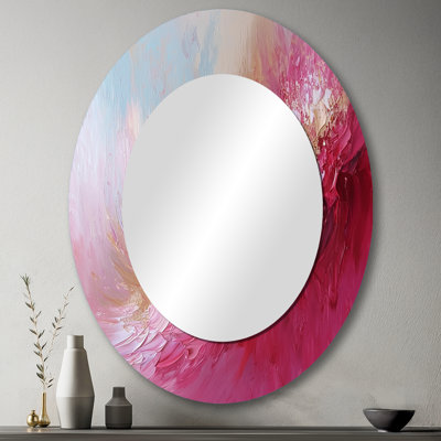 Or et rose océan encre Harmony III - grand miroir mural ovale sur métal