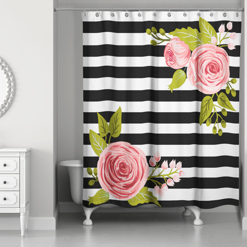 Bartram Shower Curtain, Black/White