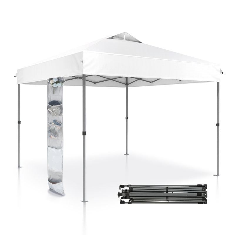 10X10Ft Pop Up Canopy Tent With Storage Bag, White
