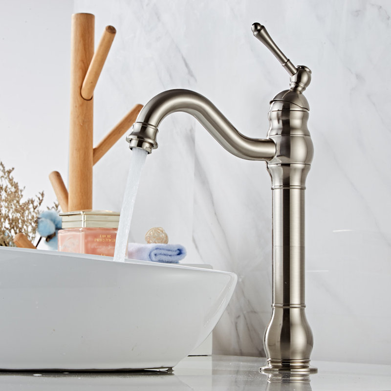 Single-Hole Single-handle Bathroom Faucet with Drain Assembly, Brushed Nickel