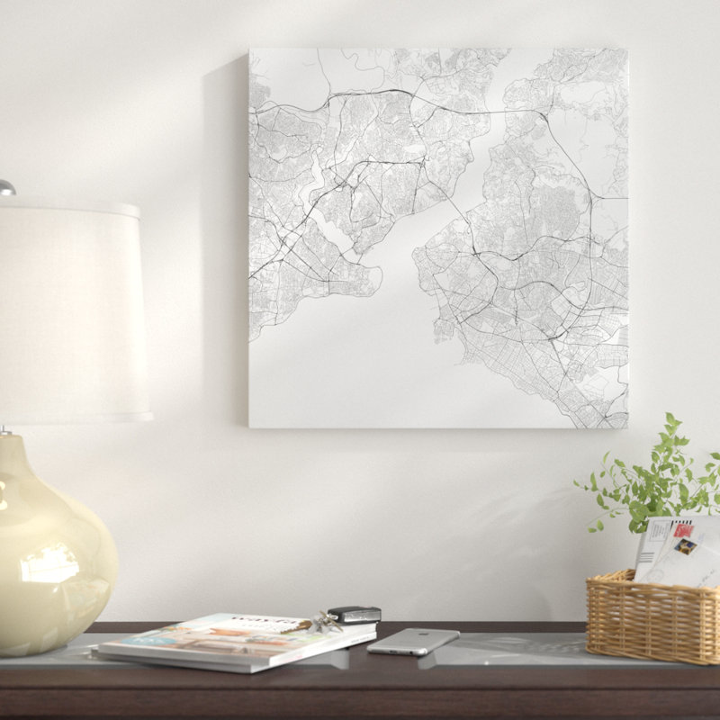 « istanbul routes », impression sur toile tendue encadrée, H 26 po x l 26 po x P 1,5 po, Toile tendue, Pas de tapis