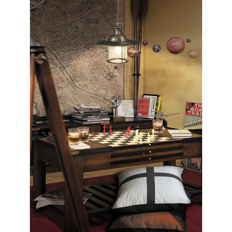 Multifunctional 47.2'' Cherry Wood Game Table with Reversible Top